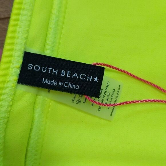 South Beach Curve Exclusive ribbed high waist bikini bottom in neon yellow NWT - Picture 4 of 6